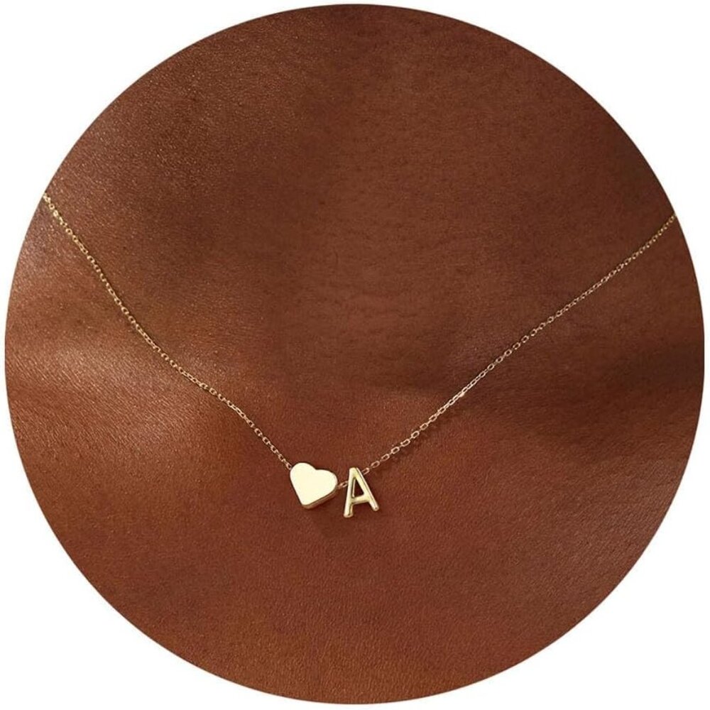 Easter Basket Stuffers for Kids Teen Girls - Dainty 18K Gold Plated Heart Initia